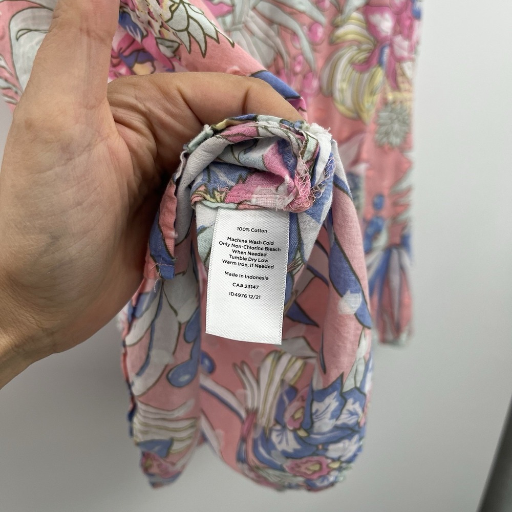 Women's Blouse Talbots 3X Pink Resort Wear Vacation L Palm Birds Novelty Print - Picture 9 of 10